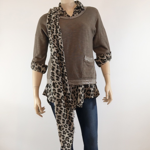 M Made in Italy 3 Piece Layered Leopard Print Top - Picture 4 of 7